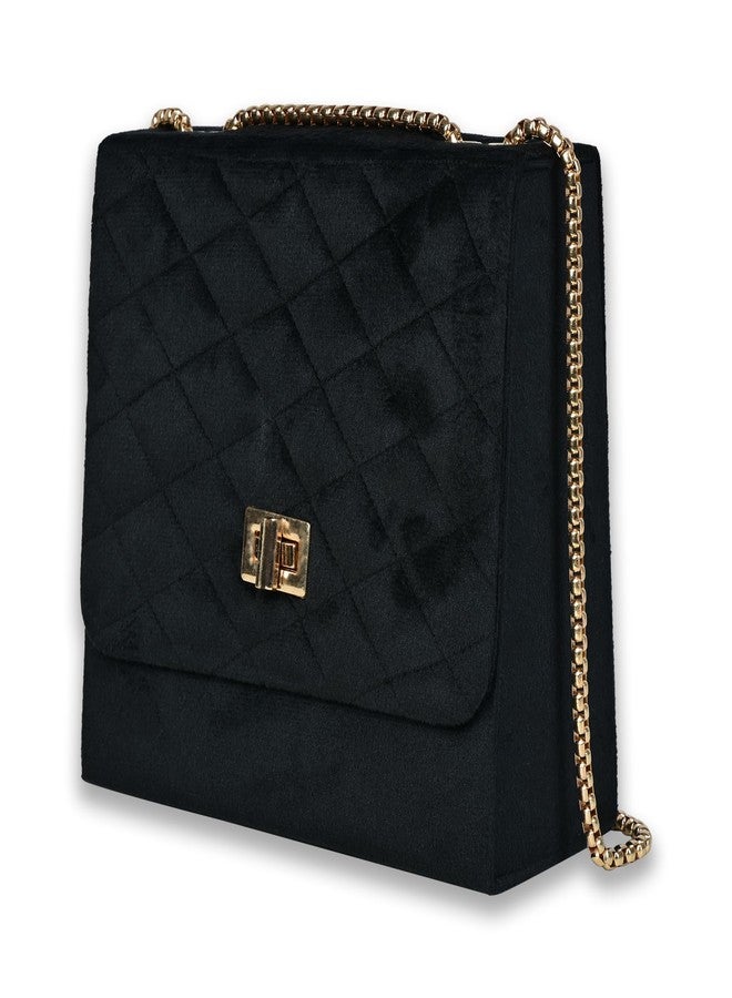 MARKQUES Black Quilted Sling Bag For Womens - Image 2